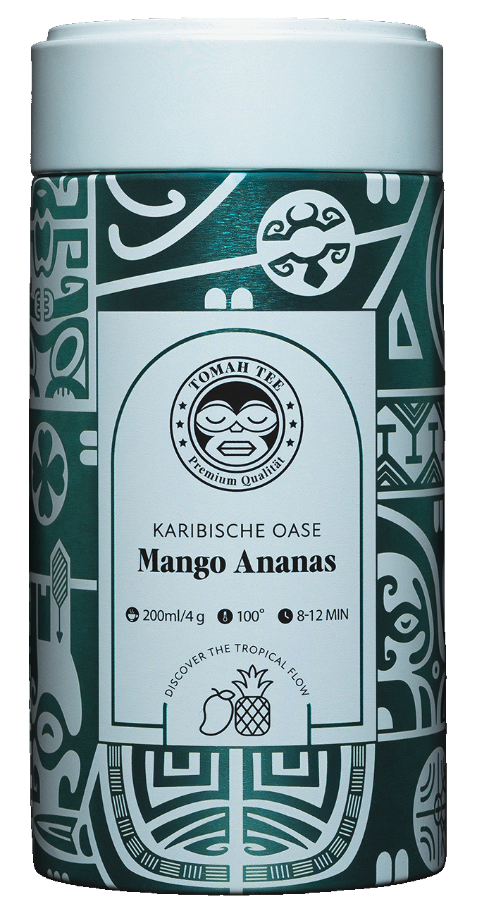 Karibische Oase Mango-Ananas-Tee von Tomah Tee in der 100g Teeose